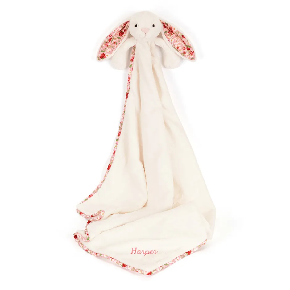 Personalised Blossom Cream Bunny 'Berry' Blankie*Jellycat Discount