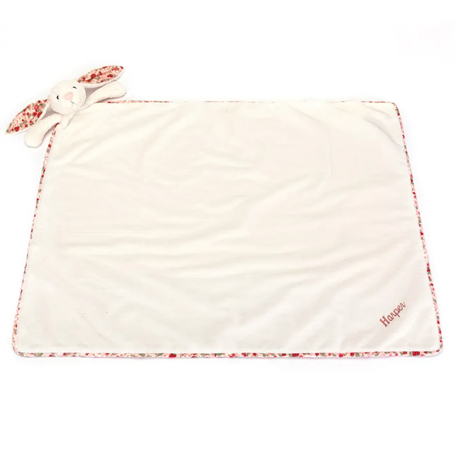 Personalised Blossom Cream Bunny 'Berry' Blankie*Jellycat Discount